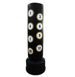 Punching bag immobile avec cibles numérotées.
