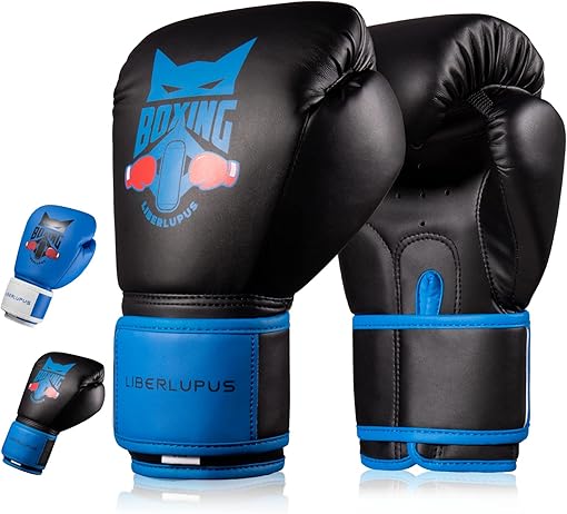 Gants de boxe enfants Liberlupus noirs 4 oz – vue produit 2