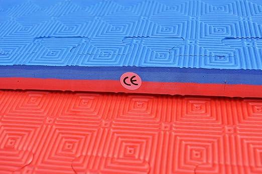 Tatamis 2,5 cm bleu/rouge motif rhombique – vue produit 2