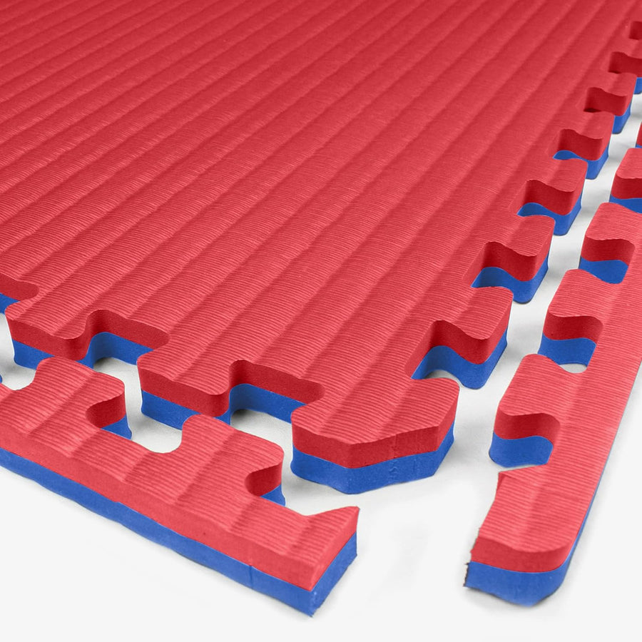 Tatami de judo 4 cm bleu/rouge – finition paille de riz